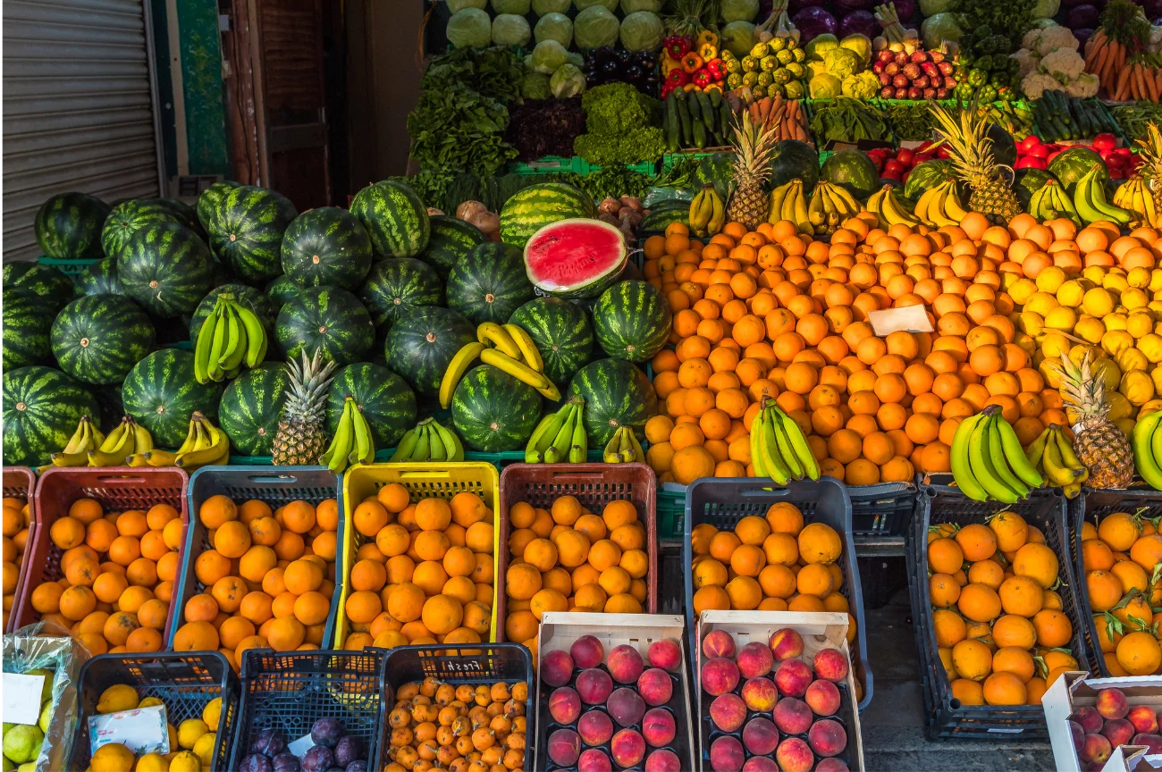 photo de fruits et légumes du marché de Cayenne