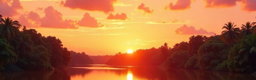 couché de soleil en amazonie sur le maroni